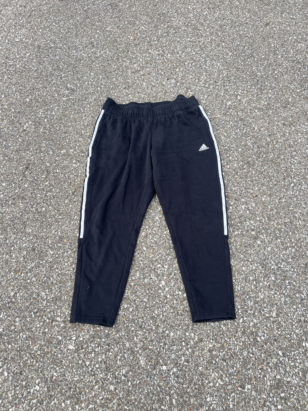 Adidas Sweatpants Mens Medium Black Fleece Joggers Side Stripe Athletic Pants